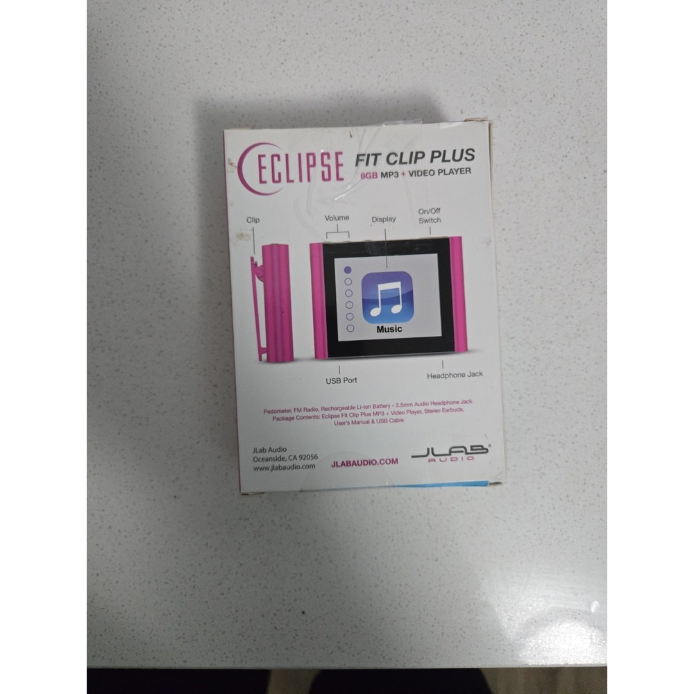JLab Eclipse Fit Clip Plus 8GB MP3 Video Player Pink Open Box Tested